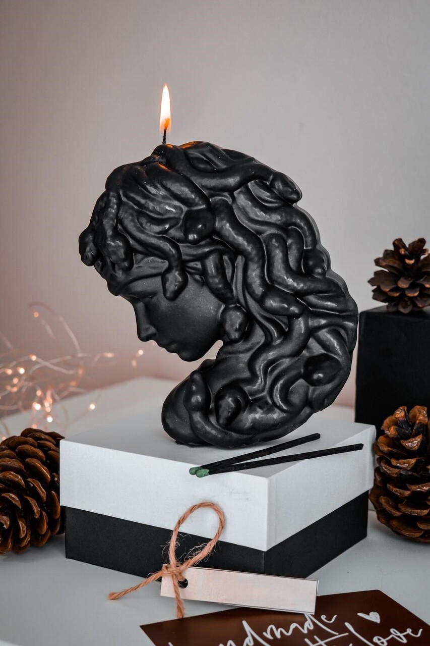 Lumanare, Ers1259, 15x13 cm, Negru - imagine 4